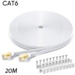 C�ble ethernet 20m cat6 - rj45 plat 1000 mbit / s c�ble internet pour routeur switch pc portable smart ...