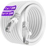 Cable ethernet 20m, cable rj45 cat 7 blind haute vitesse 10gbit / s 600mhz s / ftp cable reseau blanc ...