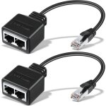 C�ble ethernet rj45 2 pcs adaptateur r�seau r�partiteur ethernet adaptateur extension ethernet double ...