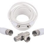 C�ble d'extension d'antenne coaxial 10 m blanc boobrie t3 splitter
