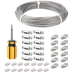 Cable inox 3mm, 50m / 3mm corde en acier inoxydable, cable en acier rev�tu avec serre - c�bles, m3 manchons, ...