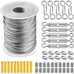 Cable inox kit, cable acier gain 30m 2mm + piton  visser + tendeur cable inox serre + vis, cable acier ...