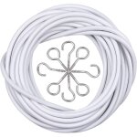 C�ble de rideau blanc 10m acier plastifi� avec 50 pi�ces piton � visser et crochets � visser pour tringle ...