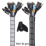 Cache cable 2 pack, flexible range cable 2x3m pe cable rangement organisateur de cable pour ranger ou ...