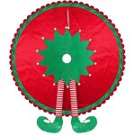 Cache pied sapin de nol - jupe de sapin - 92 cm - rouge et vert - elfe de nol - tapis de sol pour fte ...