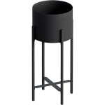 Cache - pot / bougeoir design avec support belin m�tal noir