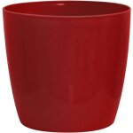 Cache - pot brillant - garden id - shiny rouge avec roulettes - 30 x 27 cm - aspect c�ramique - �tanche ...