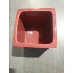 Cache - pot carré rouge en grès - déco Élégante Cache - pot carré rouge en grès - déco Élégante