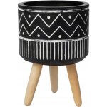 Cache - pot en ciment sur pieds, noir, 12 x 17 cm