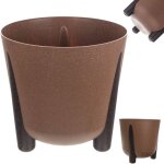 Cache - pot avec insert intrieur, pot de fleurs rond en plastique pour l'intrieur et l'extrieur (marron, ...