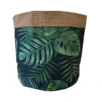Cache - pot en jute motifs gomtriques sur fond noir