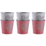 Cache - pot en métal laqué coeur embossé lot de 6 Cache - pot en métal laqué coeur embossé lot de 6