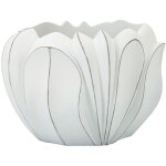 Cache - pot rond moderne en cramique blanche 34, 5x23, 5 cm avec dcor en relief