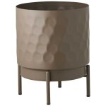 Cache - pot rond sur pieds en m�tal taupe martel� - marlo