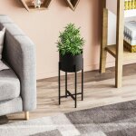 Cache - pot sur pied en m�tal noir ? style moderne