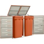 Design in - cache - poubelle, abri pour deux poubelles 138x77, 5x112, 5 cm inox cfw47329 Design in - cache - poubelle, abri pour deux poubelles 138x77, 5x112, 5 cm inox cfw47329