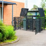 Casa. pro - cache - poubelle bernalda pour 3 poubelles de 240 l acier galvanis� anthracite