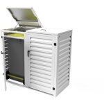 Cache poubelle double en aluminium thermolaqué spécial copropriété (3mm) - 2x360 litres - blanc Cache poubelle double en aluminium thermolaqué spécial copropriété (3mm) - 2x360 litres - blanc