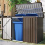 Yodolla cache poubelle exterieur en métal, abri pour 2 poubelles 240l, rangement exterieur pour outils, ... Yodolla cache poubelle exterieur en métal, abri pour 2 poubelles 240l, rangement exterieur pour outils, ...