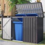 Yodolla cache poubelle exterieur en métal, abri pour 2 poubelles 240l, rangement exterieur pour outils, ... Yodolla cache poubelle exterieur en métal, abri pour 2 poubelles 240l, rangement exterieur pour outils, ...