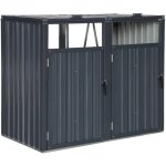 Sweeek - cache poubelle gris en acier galvanisé. 2 places l 146 x p 82 x h 124 cm Sweeek - cache poubelle gris en acier galvanisé. 2 places l 146 x p 82 x h 124 cm