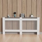 Cache radiateur design - hauteur int�rieure 100cm - couver blanc moderne avec lattes verticales - l 152 ...