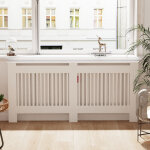 Cache radiateur design - hauteur int�rieure 100cm - couver blanc moderne avec lattes verticales - xl ...