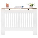 Cache - radiateur mdf blanc m, panneau d�coratif ventil�, design traditionnel � rayures verticales