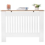 Cache - radiateur mdf blanc m, panneau dcoratif ventil, design traditionnel  rayures verticales