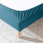 Cache - sommier coton jersey bleu océan 200x200 Cache - sommier coton jersey bleu océan 200x200