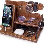 Cadeau homme organisateur de bureau bois cadeau fete des peres no�l cadeau support telephone bureau cadeau ...
