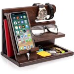 Cadeau homme organisateur de bureau bois cadeau support montre cadeau anniversaire homme support porte ...