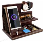 Cadeaux de nol pour hommes bote de rangement de bureau pratique en bois et station de chargement support ...