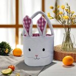 [cadeaux de p�ques]paniers de lapin de p�ques en peluche avec oreilles de lapin, sac de rangement moelleux ...