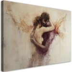 Tableau dco amour nu femme homme beige 100x70