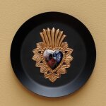 Cadre ex - voto fleuri noir dor� 15cm