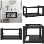 Cadre de lavabo de salle de bain mural noir 59x38x31 cm fer - meuble de salle de bain - cadre de lavabo ...