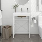 Cadre de lavabo de salle de bain vasque � encastrer blanc fer