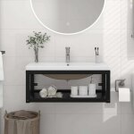 Cadre de lavabo de salle de bain vasque  encastrer noir fer