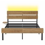 Cadre de lit 140 x 190 avec sommier métal, lit 2 personnes, Éclairage led, port usb et type - c, espace ... Cadre de lit 140 x 190 avec sommier métal, lit 2 personnes, Éclairage led, port usb et type - c, espace ...