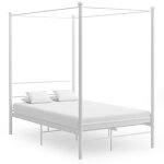 The living store cadre de lit  baldaquin sans matelas blanc mtal 120x200 cm - lit plateforme - lit ...