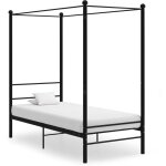Cadre de lit  baldaquin noir mtal 90x200 cm