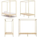 Cadre de lit à baldaquin sans matelas bois massif 90x200 cm - cadre de lit - lit À baldaquin - lit en ... Cadre de lit à baldaquin sans matelas bois massif 90x200 cm - cadre de lit - lit À baldaquin - lit en ...