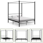 The living store - cadre de lit  baldaquin sans matelas noir 160x200 cm mtal - cadre de lit - lit  ...