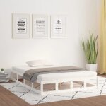 The living store cadre de lit sans matelas blanc 120x190 cm bois massif - cadre de lit - lit double - ...