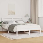 Cadre de lit blanc 140 x 190 cm bois massif en pin vidaxl