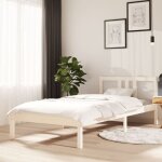 Maison chic - the living store cadre de lit sans matelas blanc bois massif 90x200 cm - cadre de lit - ... Maison chic - the living store cadre de lit sans matelas blanc bois massif 90x200 cm - cadre de lit - ...