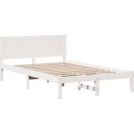 Cadre de lit blanc 140 x 190 cm bois de pin massif vidaxl