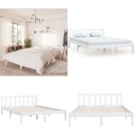 Vidaxl - cadre de lit sans matelas blanc bois massif 140x190 cm - cadre de lit - lit double - lit en ...