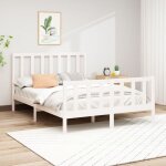 The living store - cadre de lit sans matelas blanc 140x190 cm bois de pin massif - cadre de lit - lit ...